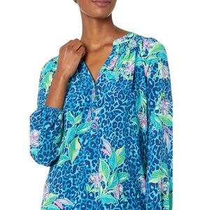 Cleaning out!!LILLY PULITZER Elsa Silk Top Hot on the Spot leopard M EUC